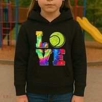 Funny Tennis Player Racket Tie Dye Love Kids Hoodie thumb 3