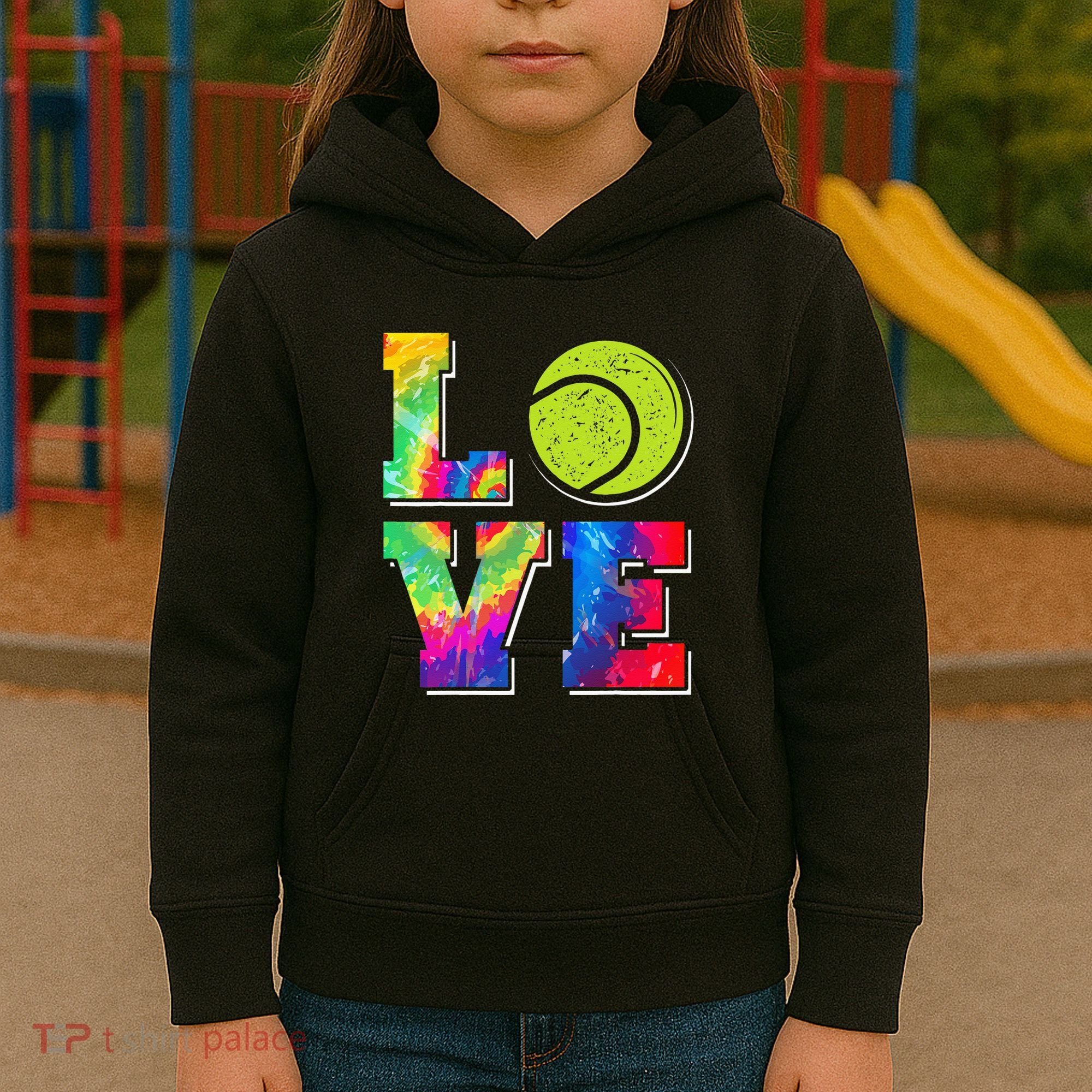 Funny Tennis Player Racket Tie Dye Love Kids Hoodie