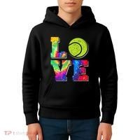 Funny Tennis Player Racket Tie Dye Love Kids Hoodie thumb 4