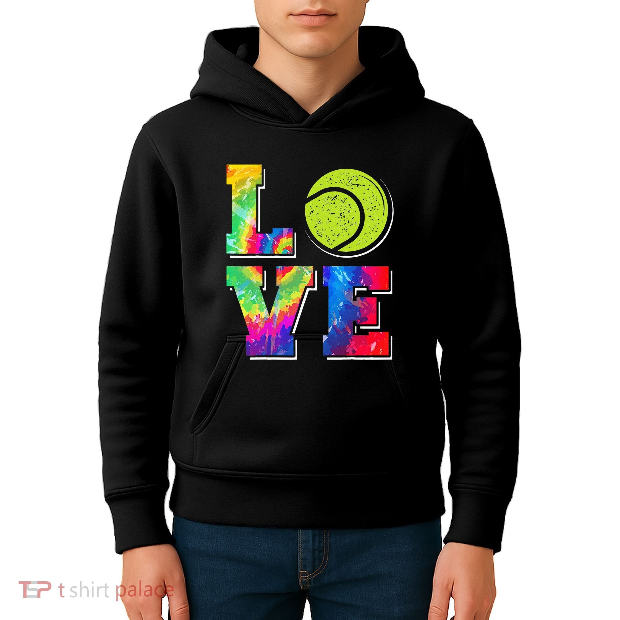 Funny Tennis Player Racket Tie Dye Love Kids Hoodie