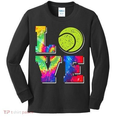 Funny Tennis Player Racket Tie Dye Love Kids Long Sleeve Shirt