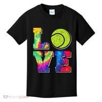 Funny Tennis Player Racket Tie Dye Love Kids T-Shirt thumb 0