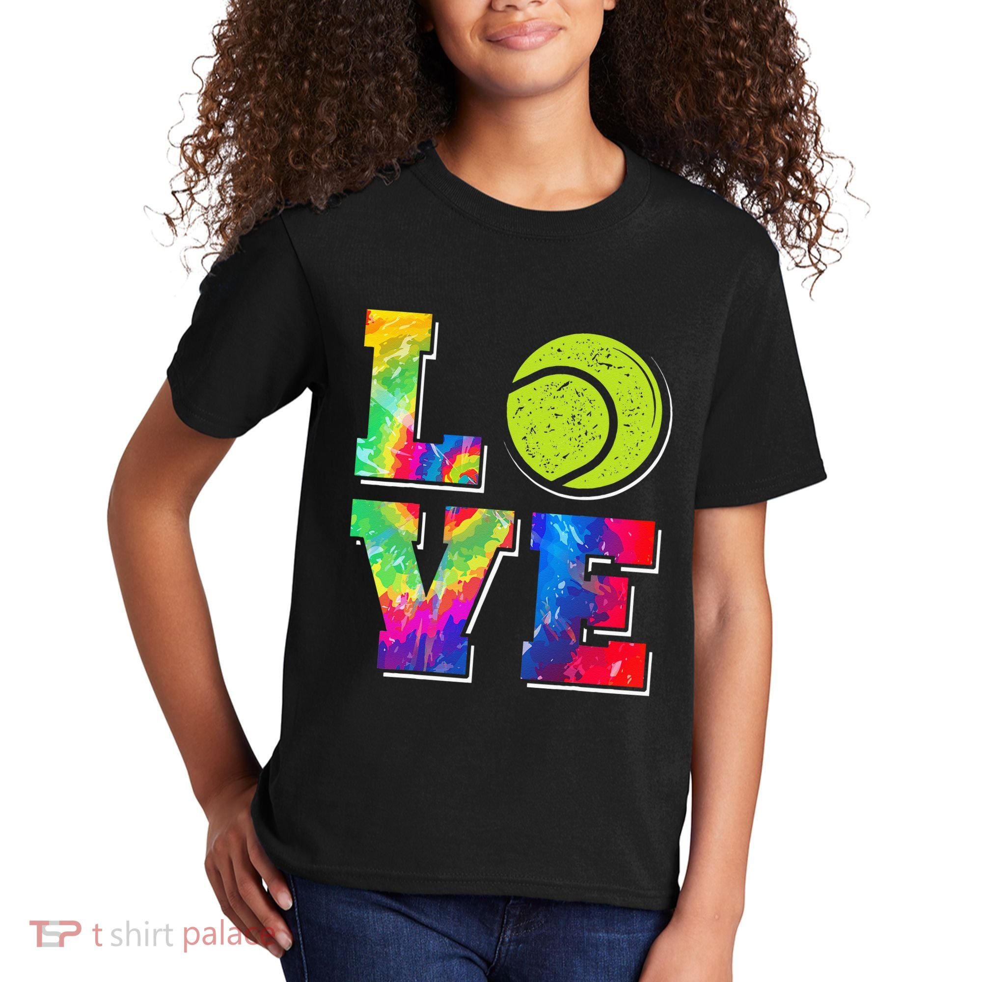 Funny Tennis Player Racket Tie Dye Love Kids T-Shirt