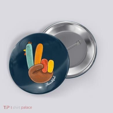 Funny Thanksgiving Peace Sign Turkey Thankful For Lovers Button