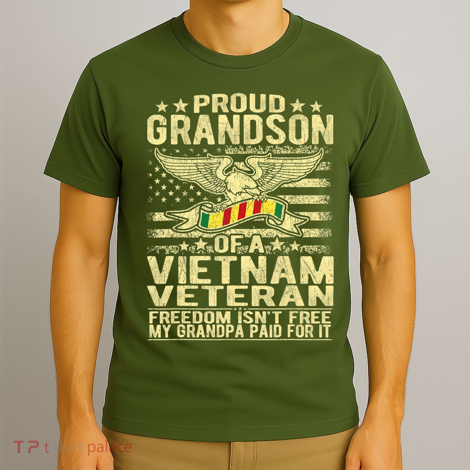 Freedom Tee Proud Grandson Of A Vietnam Veteran Grandpa T-Shirt