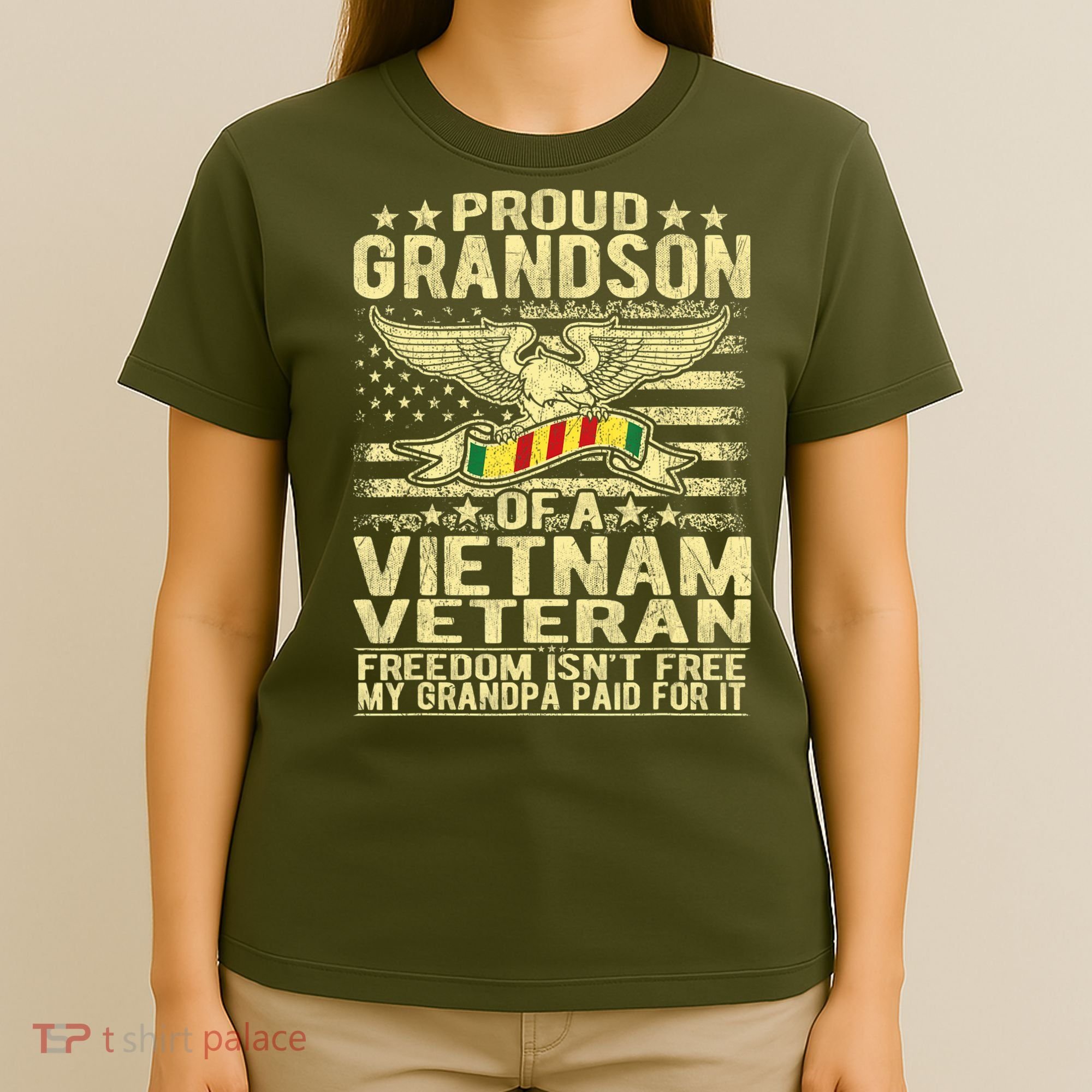 Freedom Tee Proud Grandson Of A Vietnam Veteran Grandpa T-Shirt
