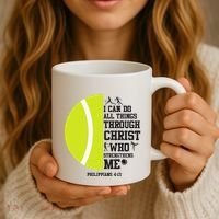 Funny Tennis Player Racket I Can Do All The Things Through Coffee Mug thumb 3