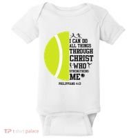 Funny Tennis Player Racket I Can Do All The Things Through Baby Bodysuit thumb 0