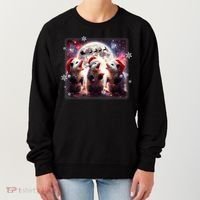 Funny Three Possum Moon Christmas Opossum Santa Hat Women's Sweatshirt thumb 0