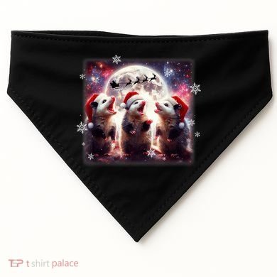 Funny Three Possum Moon Christmas Opossum Santa Hat USA-Made Doggie Bandana
