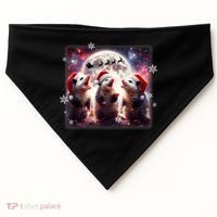 Funny Three Possum Moon Christmas Opossum Santa Hat USA-Made Doggie Bandana thumb 0