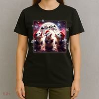 Funny Three Possum Moon Christmas Opossum Santa Hat T-Shirt thumb 4