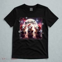 Funny Three Possum Moon Christmas Opossum Santa Hat T-Shirt thumb 5