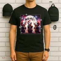 Funny Three Possum Moon Christmas Opossum Santa Hat T-Shirt thumb 6