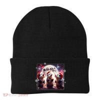 Funny Three Possum Moon Christmas Opossum Santa Hat Beanie thumb 0