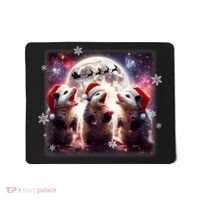 Funny Three Possum Moon Christmas Opossum Santa Hat Mousepad thumb 0