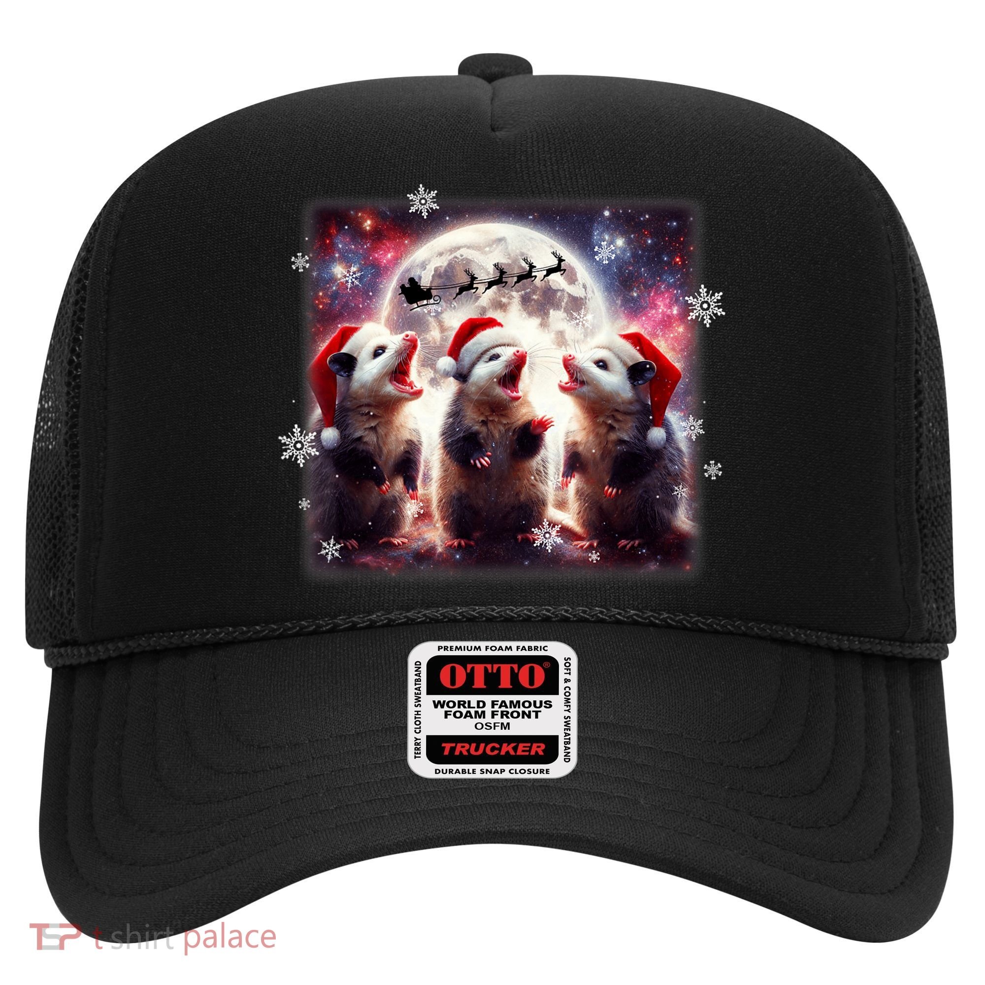 Funny Three Possum Moon Christmas Opossum Santa Hat Hat