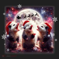 Funny Three Possum Moon Christmas Opossum Santa Hat Hat thumb 2