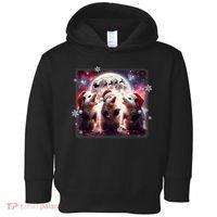 Funny Three Possum Moon Christmas Opossum Santa Hat Toddler Hoodie thumb 0