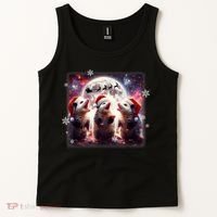 Funny Three Possum Moon Christmas Opossum Santa Hat Tank Top thumb 2