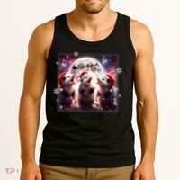 Funny Three Possum Moon Christmas Opossum Santa Hat Tank Top thumb 3