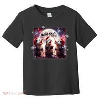 Funny Three Possum Moon Christmas Opossum Santa Hat Toddler T-Shirt thumb 0