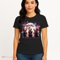 Funny Three Possum Moon Christmas Opossum Santa Hat Women's T-Shirt thumb 4