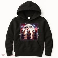 Funny Three Possum Moon Christmas Opossum Santa Hat Kids Hoodie thumb 0