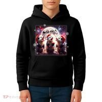 Funny Three Possum Moon Christmas Opossum Santa Hat Kids Hoodie thumb 4