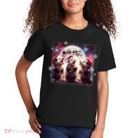 Funny Three Possum Moon Christmas Opossum Santa Hat Kids T-Shirt thumb 2