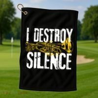 Funny Trumpet Player Marching Band Silence Destroyer Gift Golf Towel thumb 1