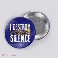 Funny Trumpet Player Marching Band Silence Destroyer Gift Button thumb 0