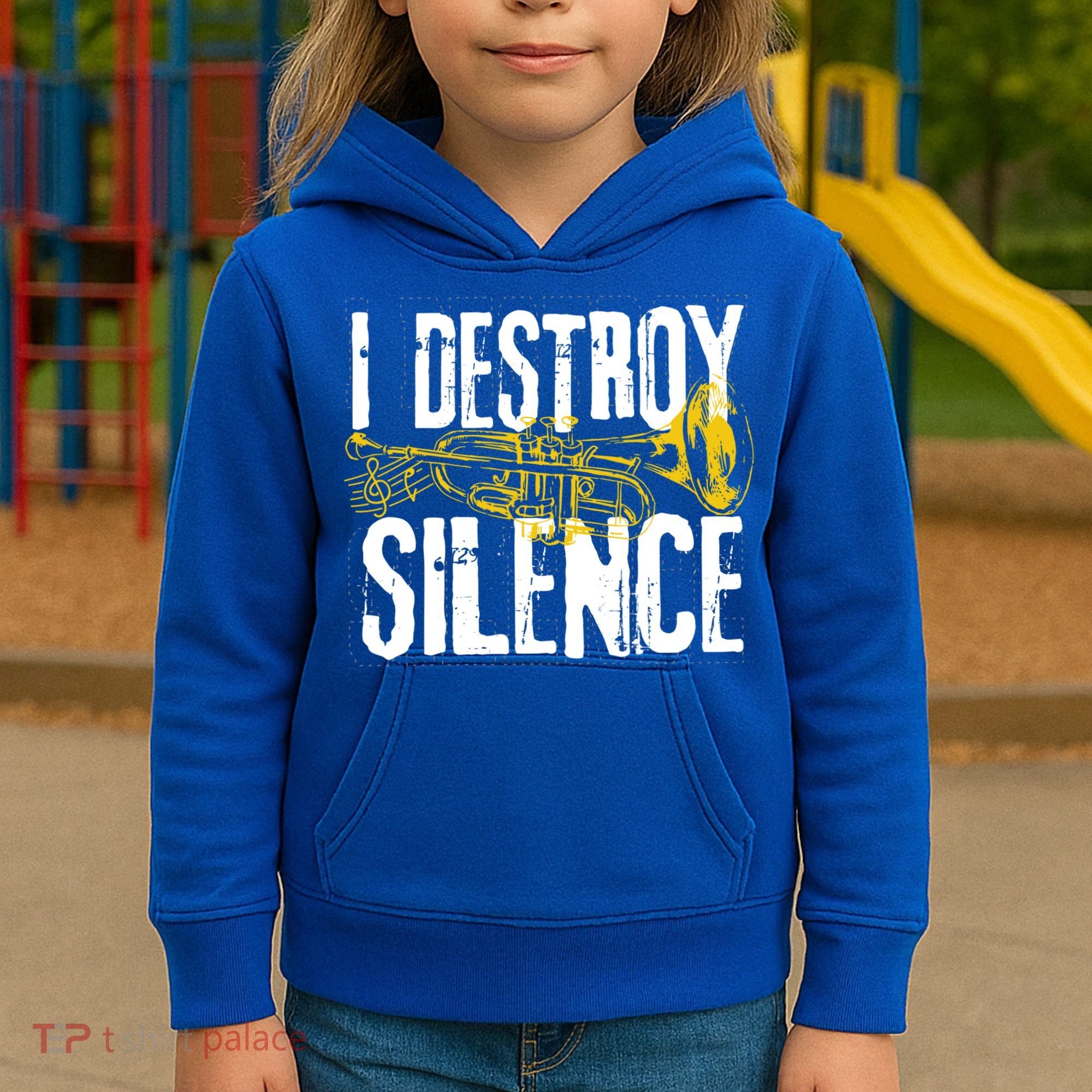 Funny Trumpet Player Marching Band Silence Destroyer Gift Kids Hoodie