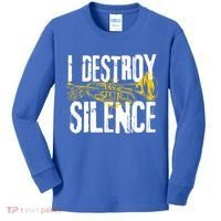 Funny Trumpet Player Marching Band Silence Destroyer Gift Kids Long Sleeve Shirt thumb 0