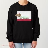 Fuck This Place California Republic Flag Funny The Bear Women's Sweatshirt thumb 0