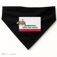 Fuck This Place California Republic Flag Funny The Bear USA-Made Doggie Bandana thumb 0