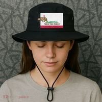 Fuck This Place California Republic Flag Funny The Bear Bucket Hat thumb 3
