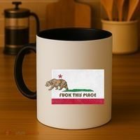 Fuck This Place California Republic Flag Funny The Bear Coffee Mug thumb 4