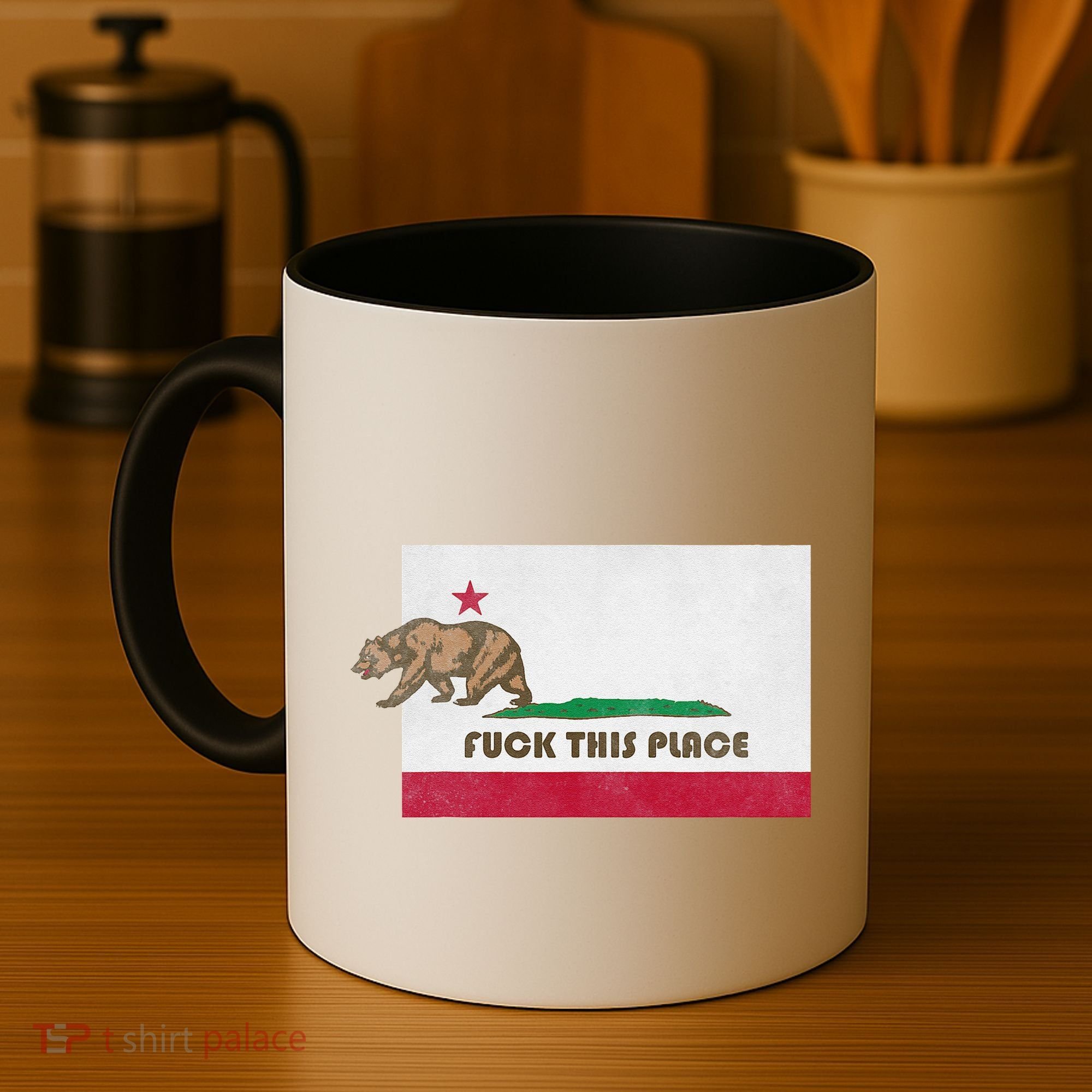 Fuck This Place California Republic Flag Funny The Bear Coffee Mug