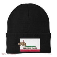 Fuck This Place California Republic Flag Funny The Bear Beanie thumb 0