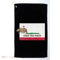 Fuck This Place California Republic Flag Funny The Bear Golf Towel thumb 0