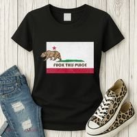 Fuck This Place California Republic Flag Funny The Bear Women's T-Shirt thumb 3