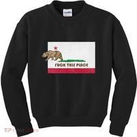 Fuck This Place California Republic Flag Funny The Bear Kids Sweatshirt thumb 0