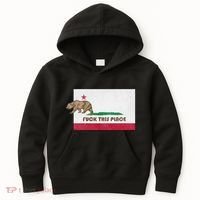Fuck This Place California Republic Flag Funny The Bear Kids Hoodie thumb 0
