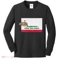 Fuck This Place California Republic Flag Funny The Bear Kids Long Sleeve Shirt thumb 0