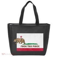 Fuck This Place California Republic Flag Funny The Bear Tote Bag thumb 0