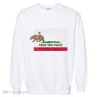 Fuck This Place California Republic Flag Funny The Bear Garment-Dyed Sweatshirt thumb 0