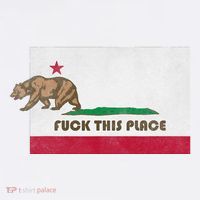 Fuck This Place California Republic Flag Funny The Bear Garment-Dyed Sweatshirt thumb 2