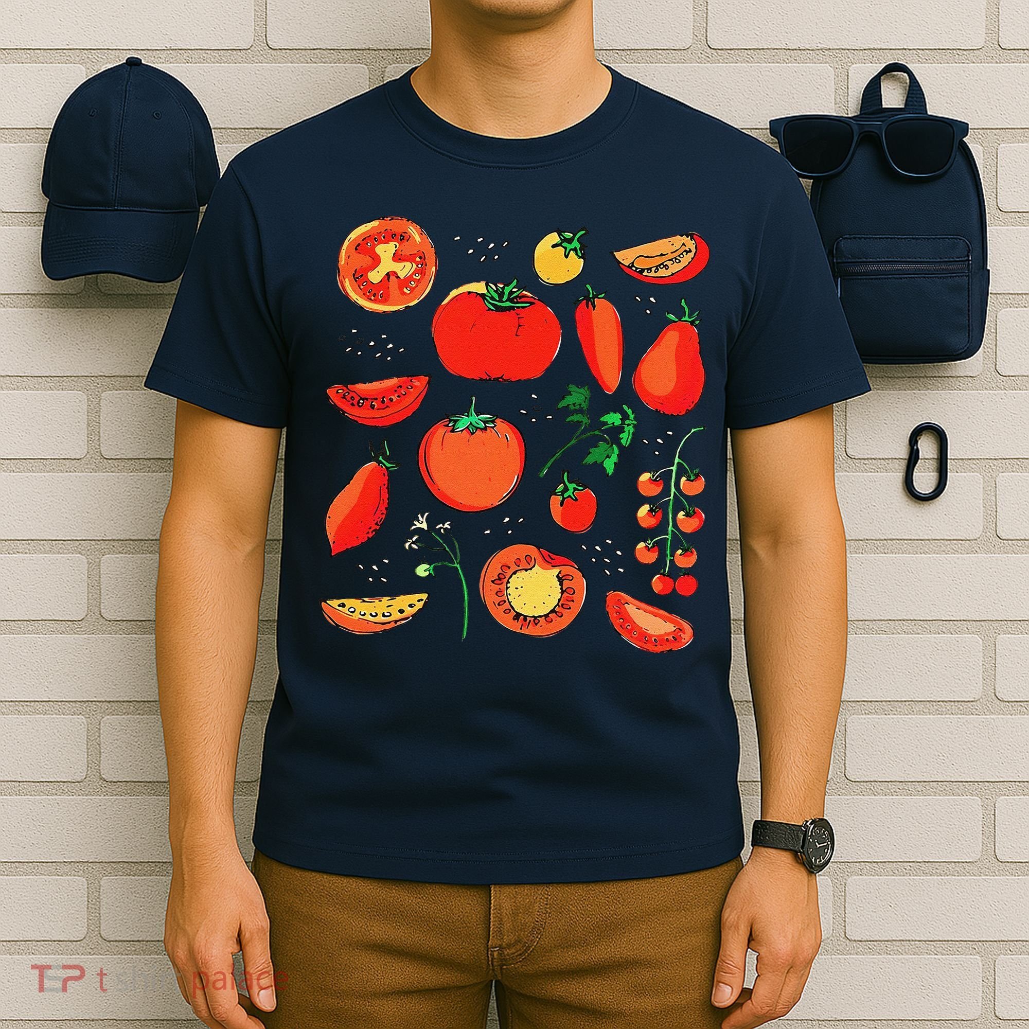 Funny Tomato Pun Hand Draw Tomatoes Watercolor Summer Foodie T-Shirt