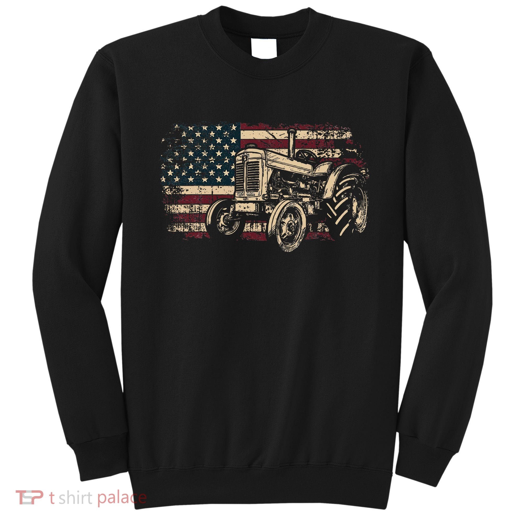 Farm Tractor Proud Farmer Patriotic American Flag Tractor Sweatshirt